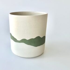 Seramik Mug Yeşil Dalga Desenli - Görsel 1